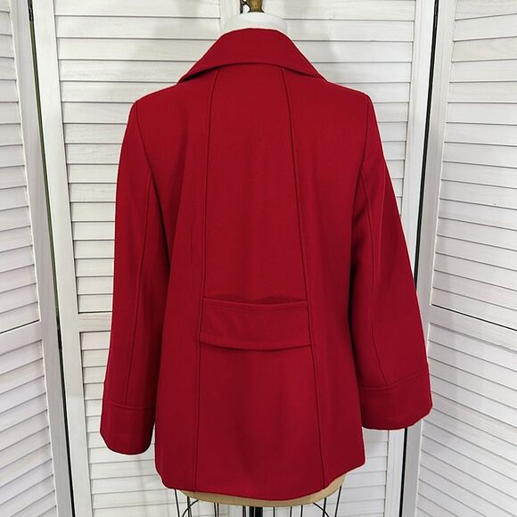 Calvin Klein Red Peacoat Size 12 Wool Blend - Picture 10 of 13